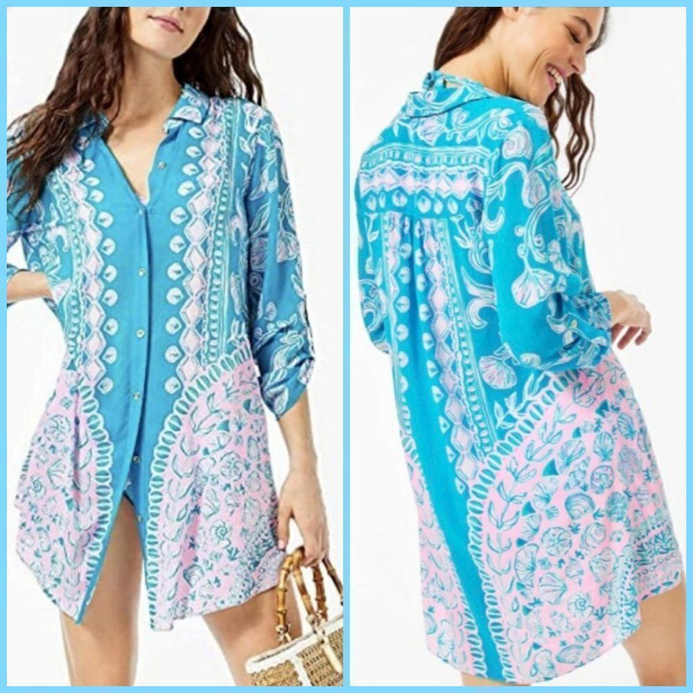 Lilly Pulitzer Natalie Beach Summer Cover Up Turquoise Teal